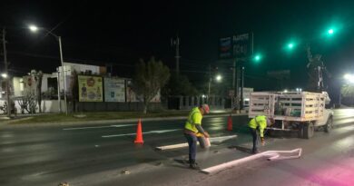 Rehabilitó Gobierno de Reynosa señalización de avenida Rodolfo Garza mediante jornada nocturna