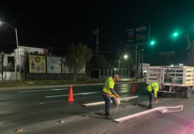 Rehabilitó Gobierno de Reynosa señalización de avenida Rodolfo Garza mediante jornada nocturna