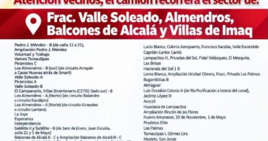Recorre camión recolector Valle Soleado y Pedro J. Méndez, entre otras colonias hoy jueves